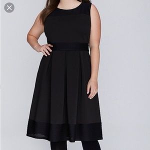 Plus Size Black Fit and Flare Scuba Dress